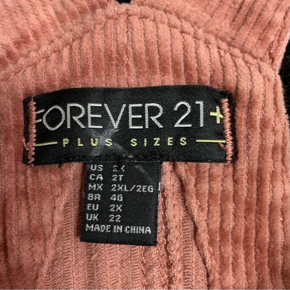 Forever 21 Corduroy Overall Dress Pink Pinafore Size 2X - Picture 7 of 7